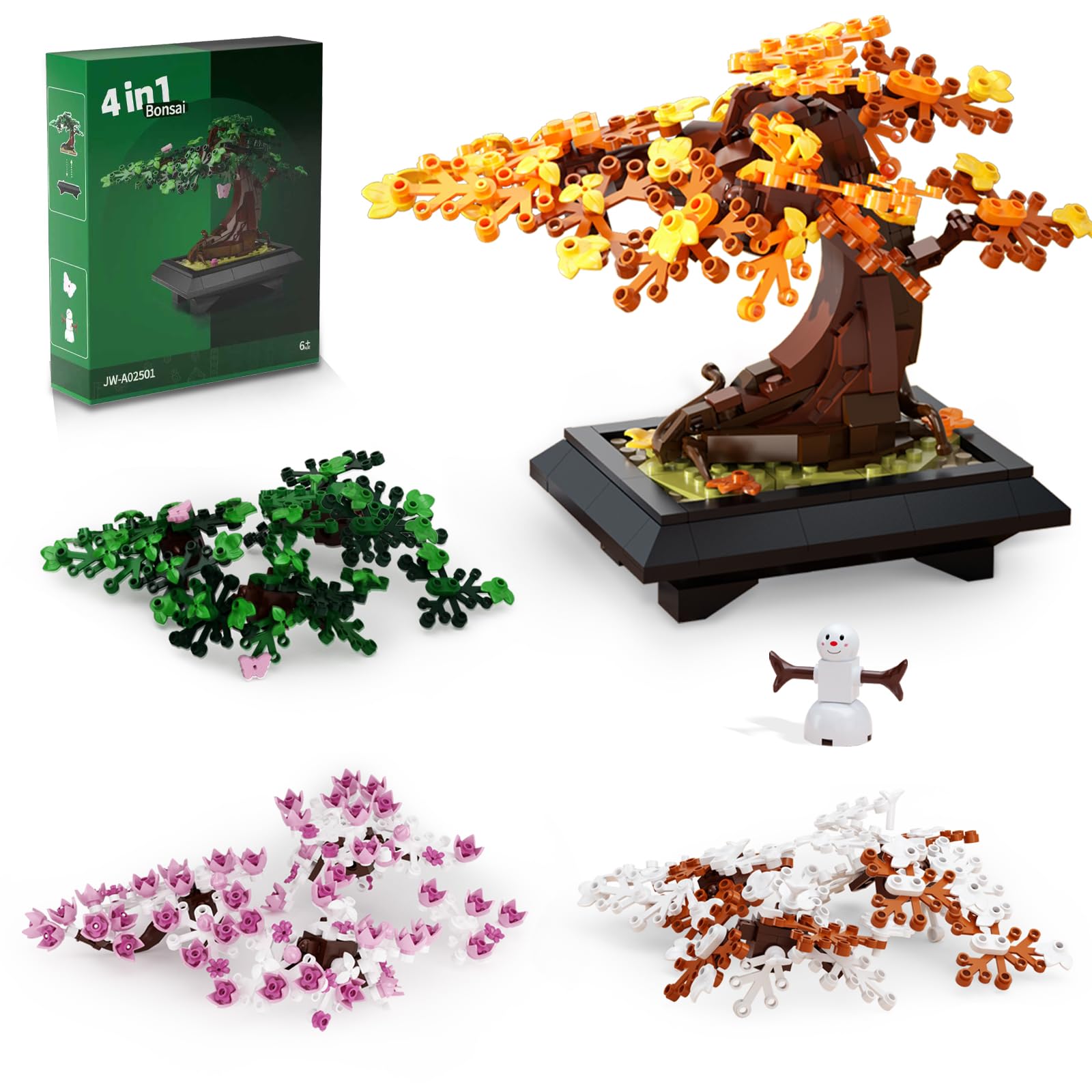 Amazon.com: PDQAZIR 4 in 1 Bonsai Tree Building Blocks Set, 529PCS
